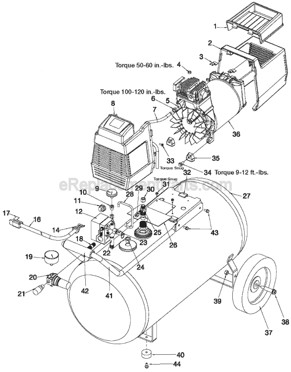 Page A Diagram and Parts List for C5100 Type 1 Porter Cable Compressor